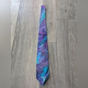 John Weitz Necktie Polyester Tie Artsy Galaxy Blue Purple Formal Work Watercolor